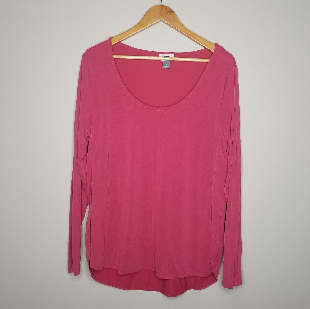 Old Navy Pink Scoop Neck Long Sleeve Shirt